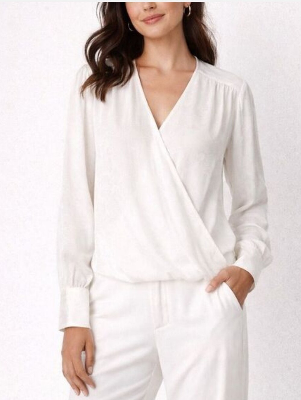 RAILS Revolve Hillary Ivory Jacquard Snake Faux Wrap Blouse Size Small
